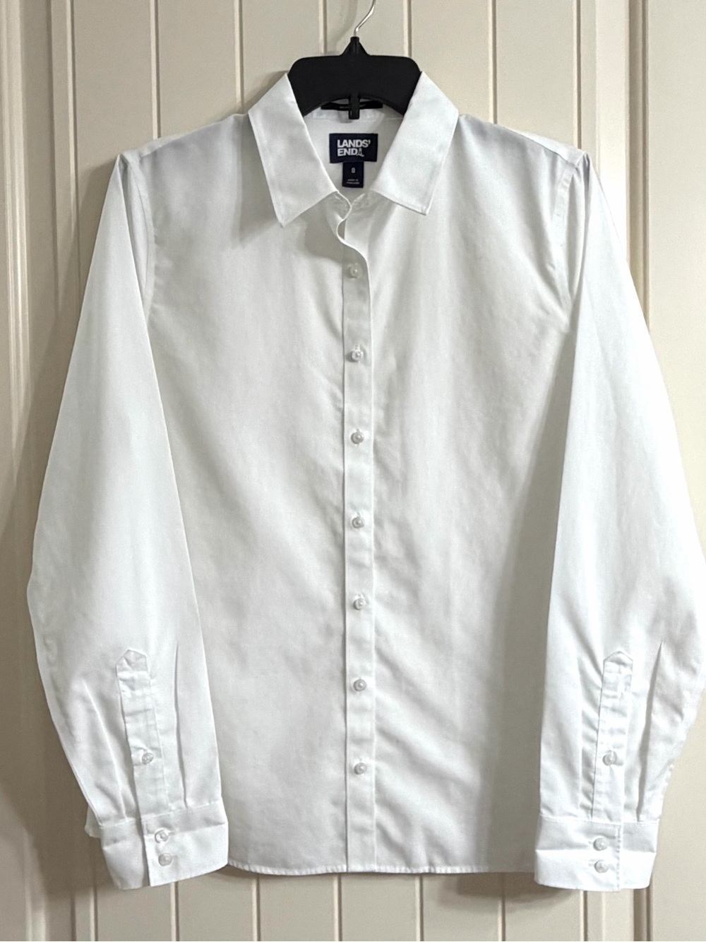 Lands' End Women's White Button-Up Dress Shirt